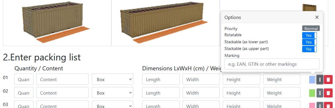 Enter additional labeling options