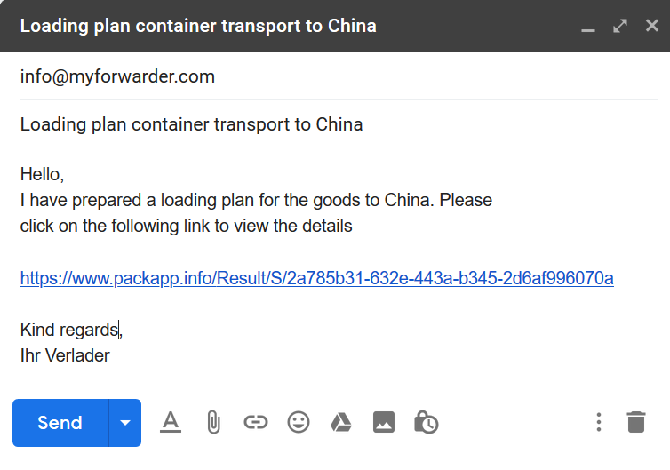 Sharing: email with link to loading pattern